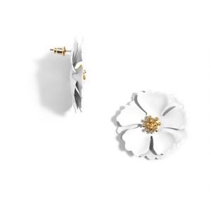 Anthropologie Camellia White Ivory Post Earrings